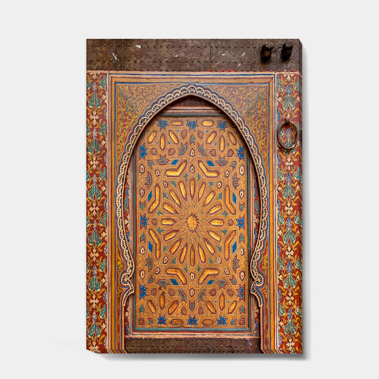Designart - Ancient Door Painting Morroco - Vintage Gallery-wrapped Canvas